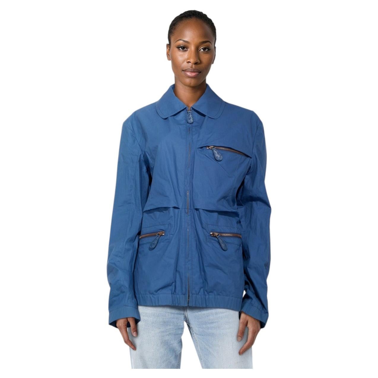 Bottega Veneta Blue Intrecciato Zip Jacket Size 4XL