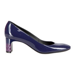 Bottega Veneta Blue Isabella Intrecciato Weave Patent Leather Pumps Size IT 36