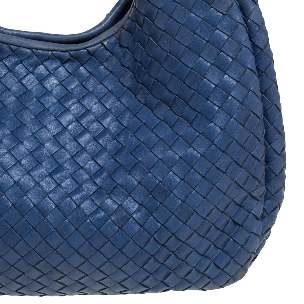 Women's Bottega Veneta Blue Leather Intrecciato Campana Hobo