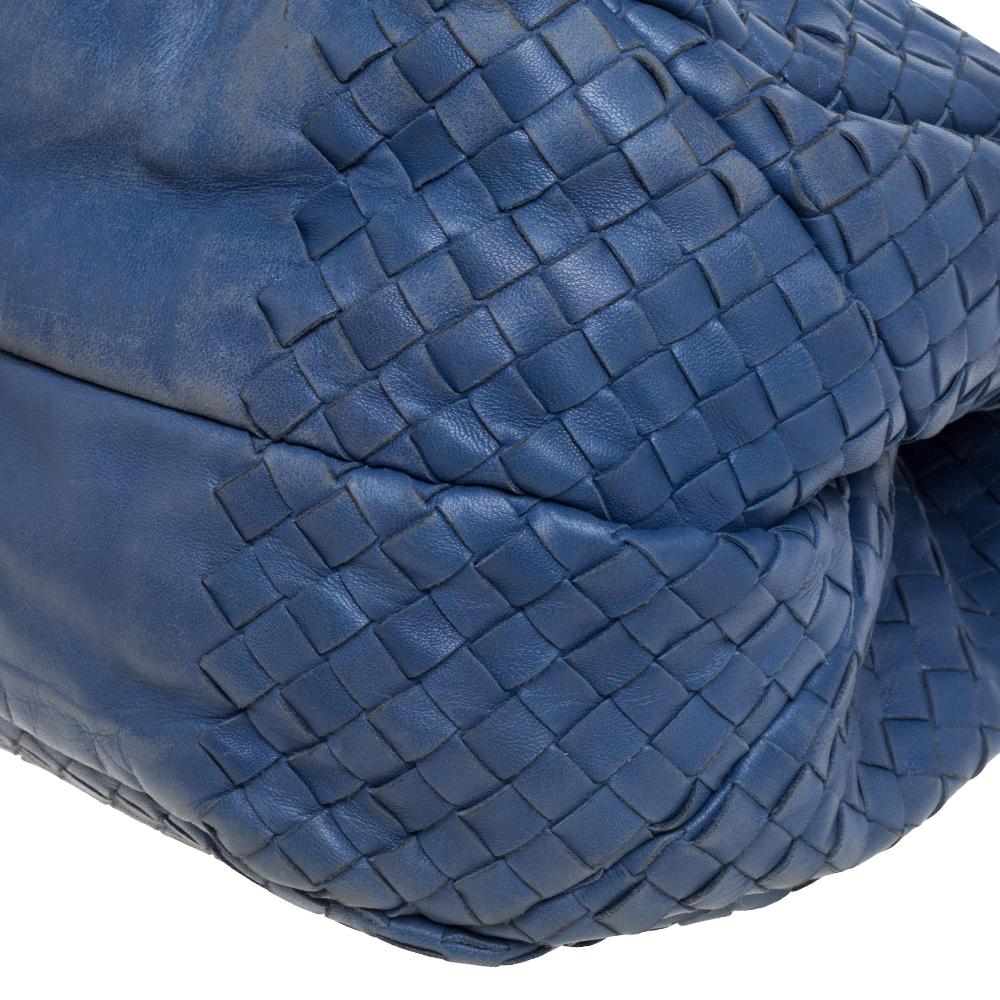 Bottega Veneta Blue Leather Intrecciato Campana Hobo 2