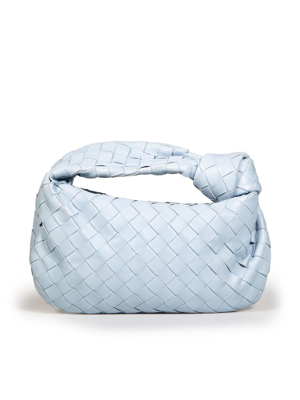 Bottega Veneta Blue Leather Intrecciato Mini Jodie In Good Condition In London, GB