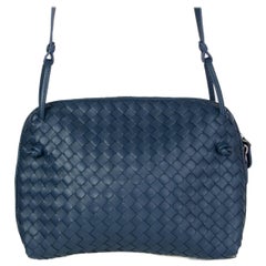 BOTTEGA VENETA blue leather INTRECCIATO NODINI Crossbody Shoulder Bag