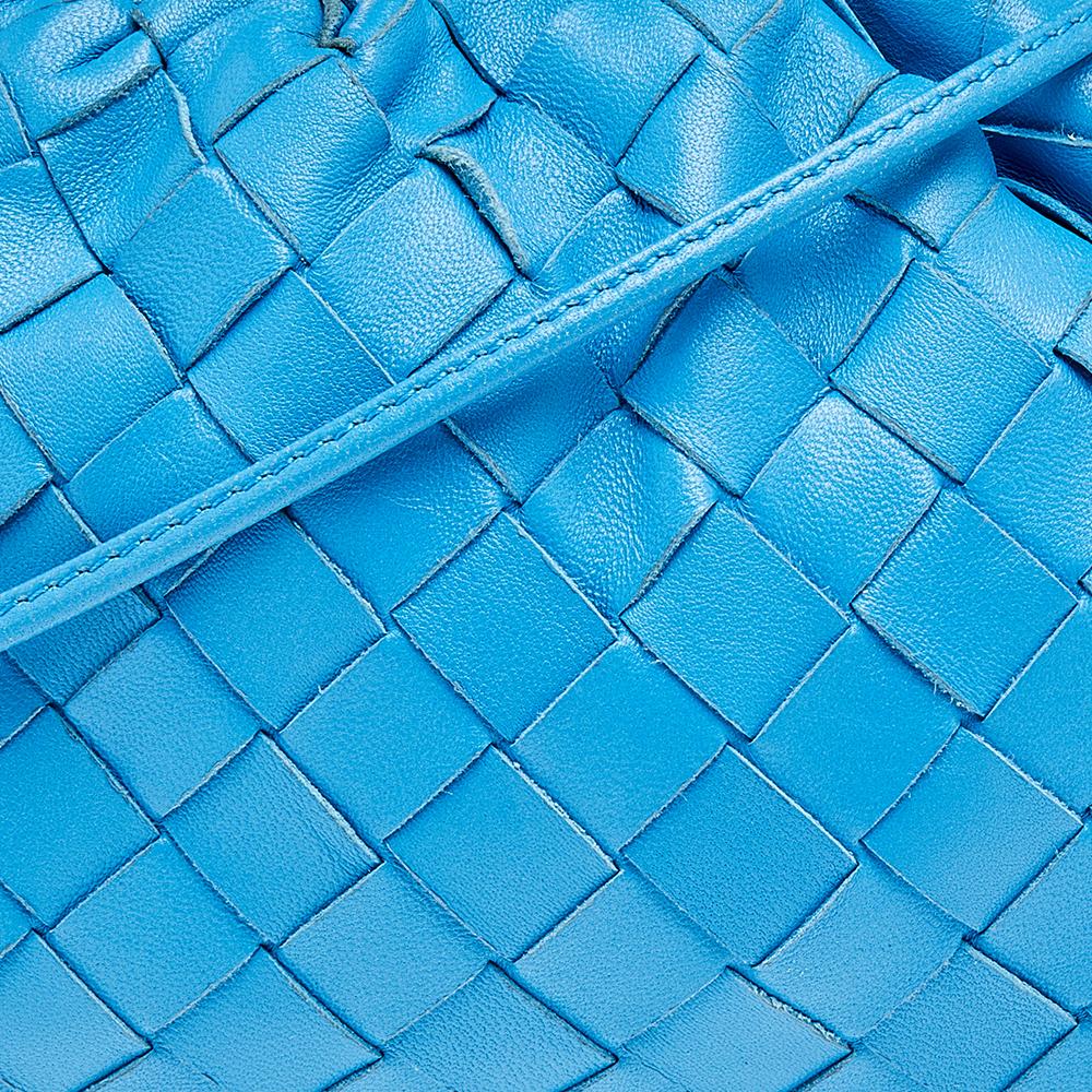 Bottega Veneta Blue Leather Intrecciato The Pouch Mini Shoulder Bag 4