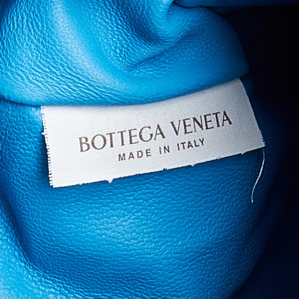 Women's Bottega Veneta Blue Leather Intrecciato The Pouch Mini Shoulder Bag