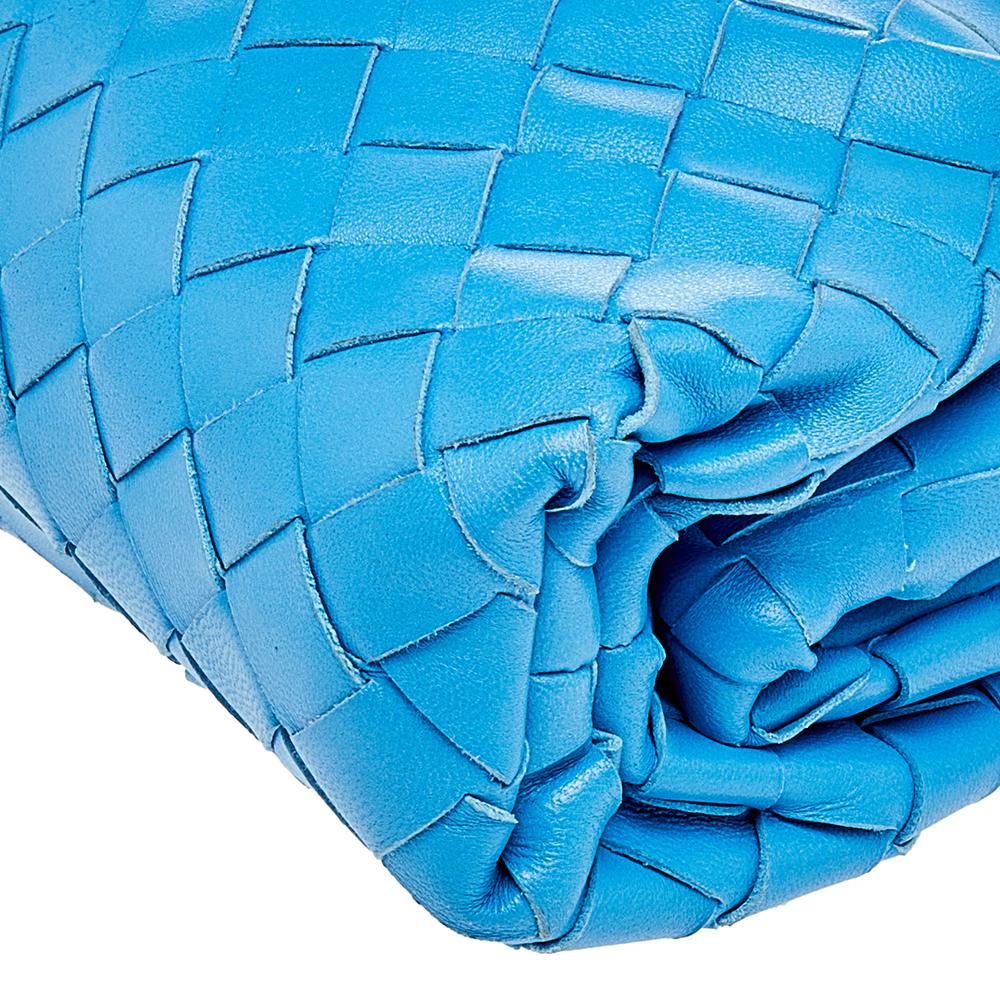 Bottega Veneta Blue Leather Intrecciato The Pouch Mini Shoulder Bag 2
