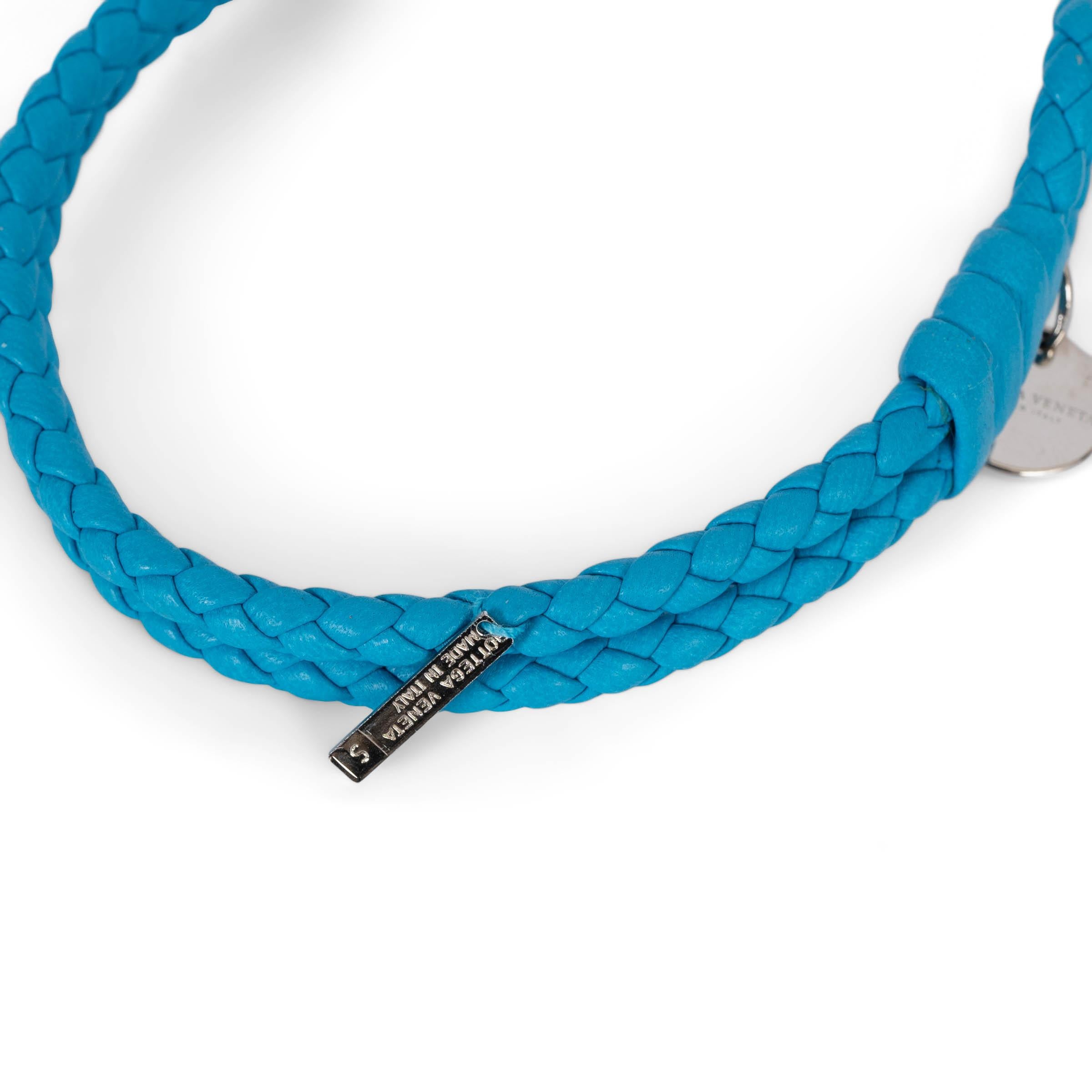 Women's BOTTEGA VENETA blue leather KNOT INTRECCIATO DOUBLE Bracelet For Sale