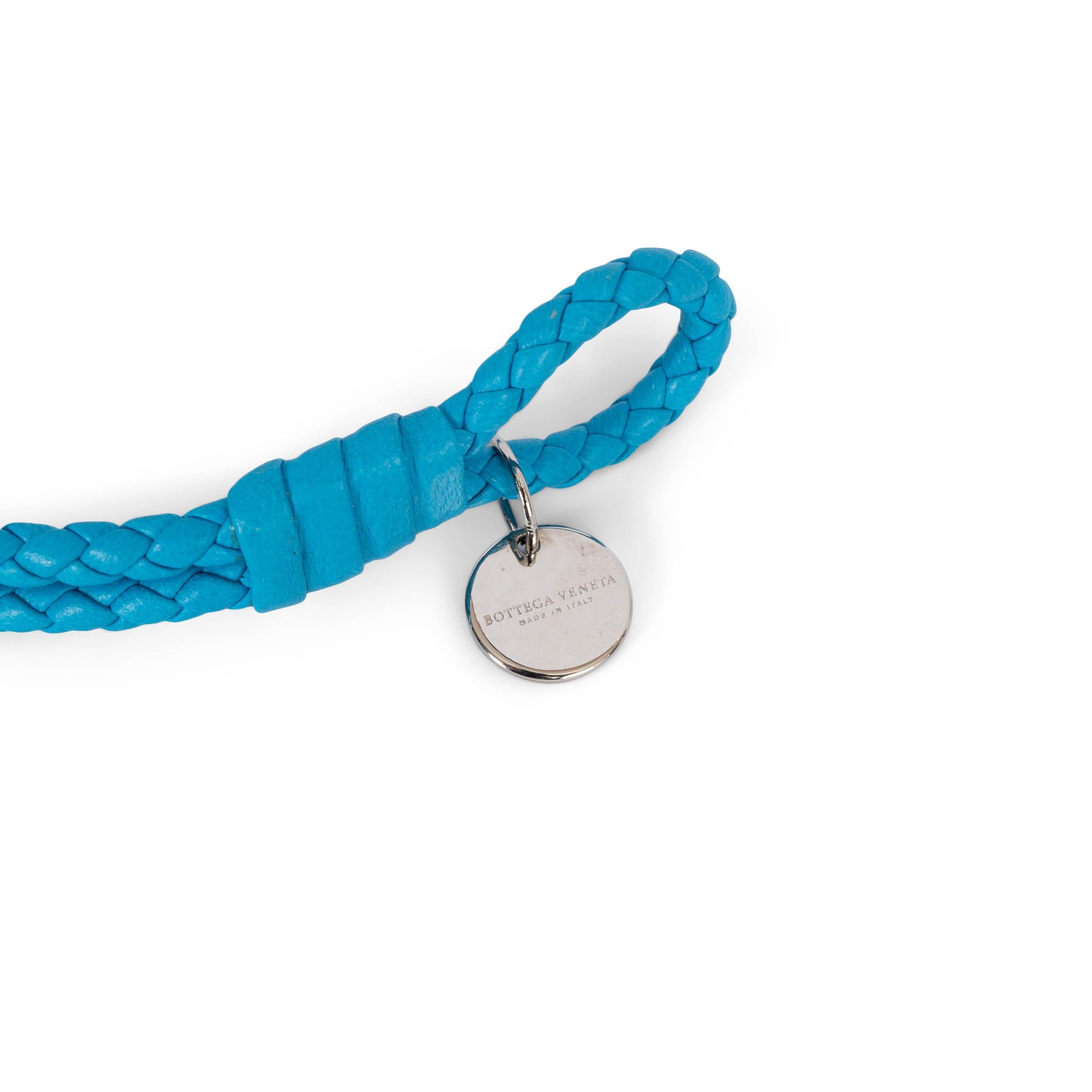 BOTTEGA VENETA blue leather KNOT INTRECCIATO DOUBLE Bracelet For Sale 1