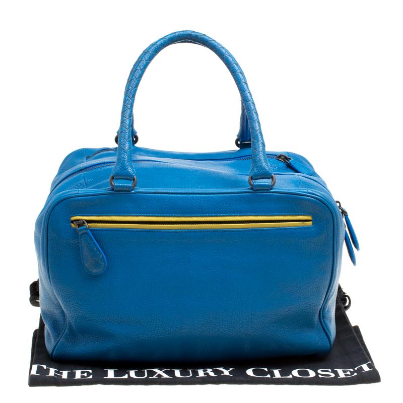 Bottega Veneta Blue Leather Madras Heritage Brera Bowler Bag 8