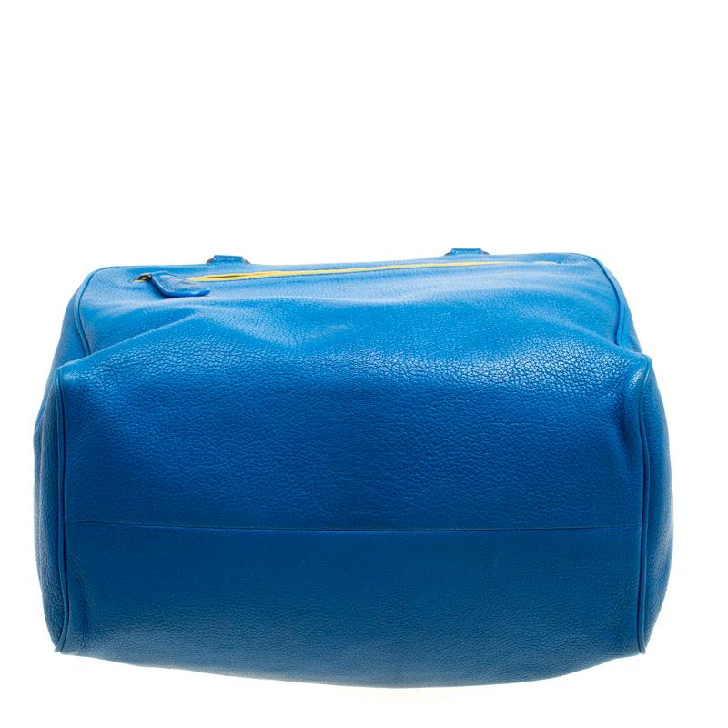 Bottega Veneta Blue Leather Madras Heritage Brera Bowler Bag 5