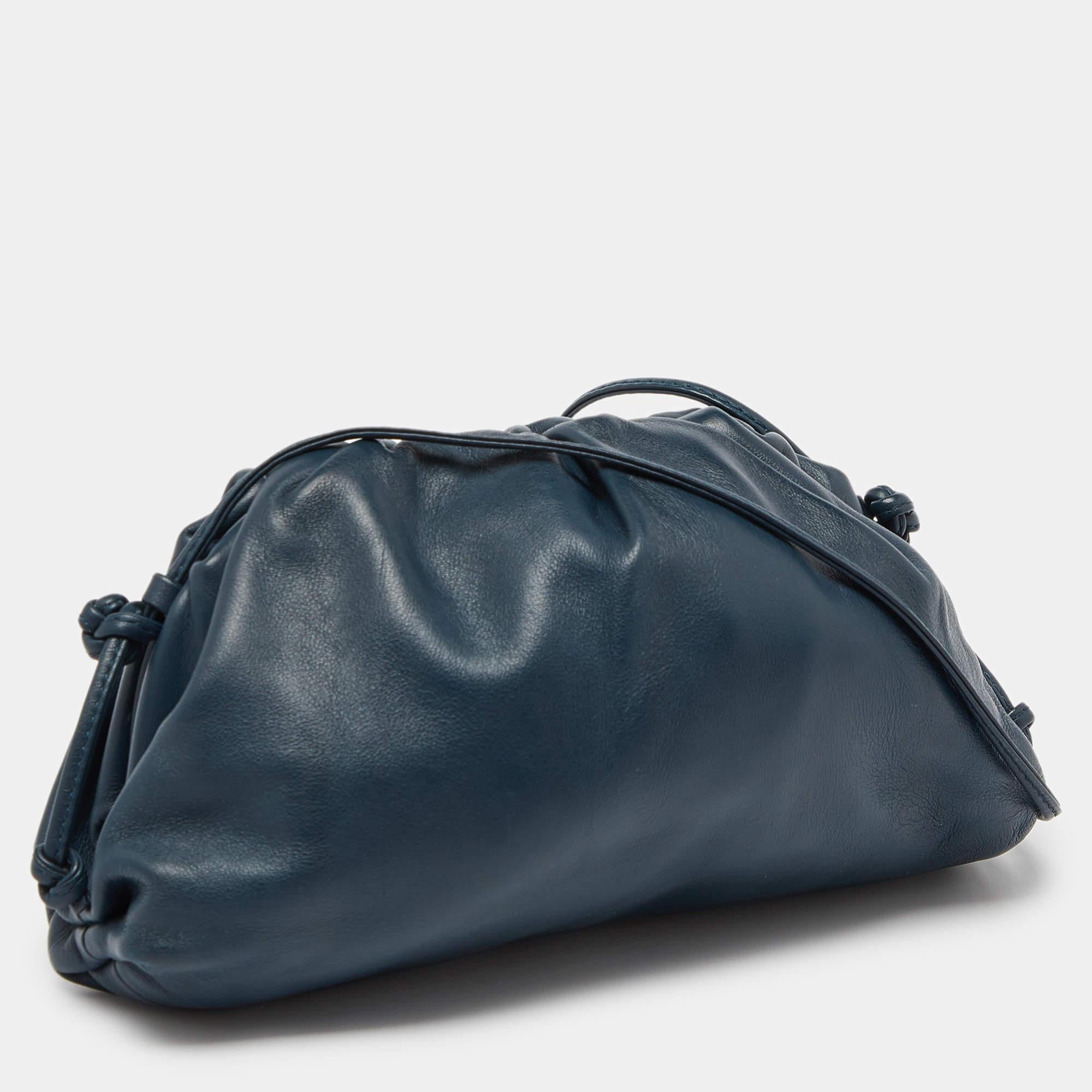Black Bottega Veneta Blue Leather Mini The Pouch Bag