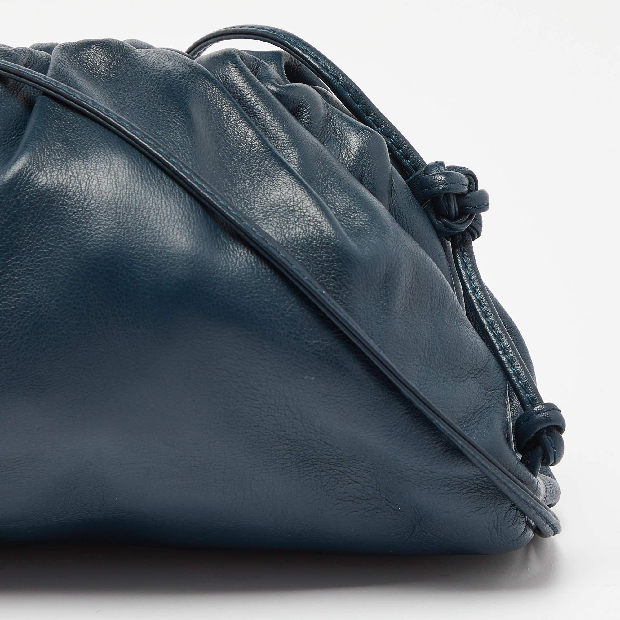 Women's Bottega Veneta Blue Leather Mini The Pouch Bag