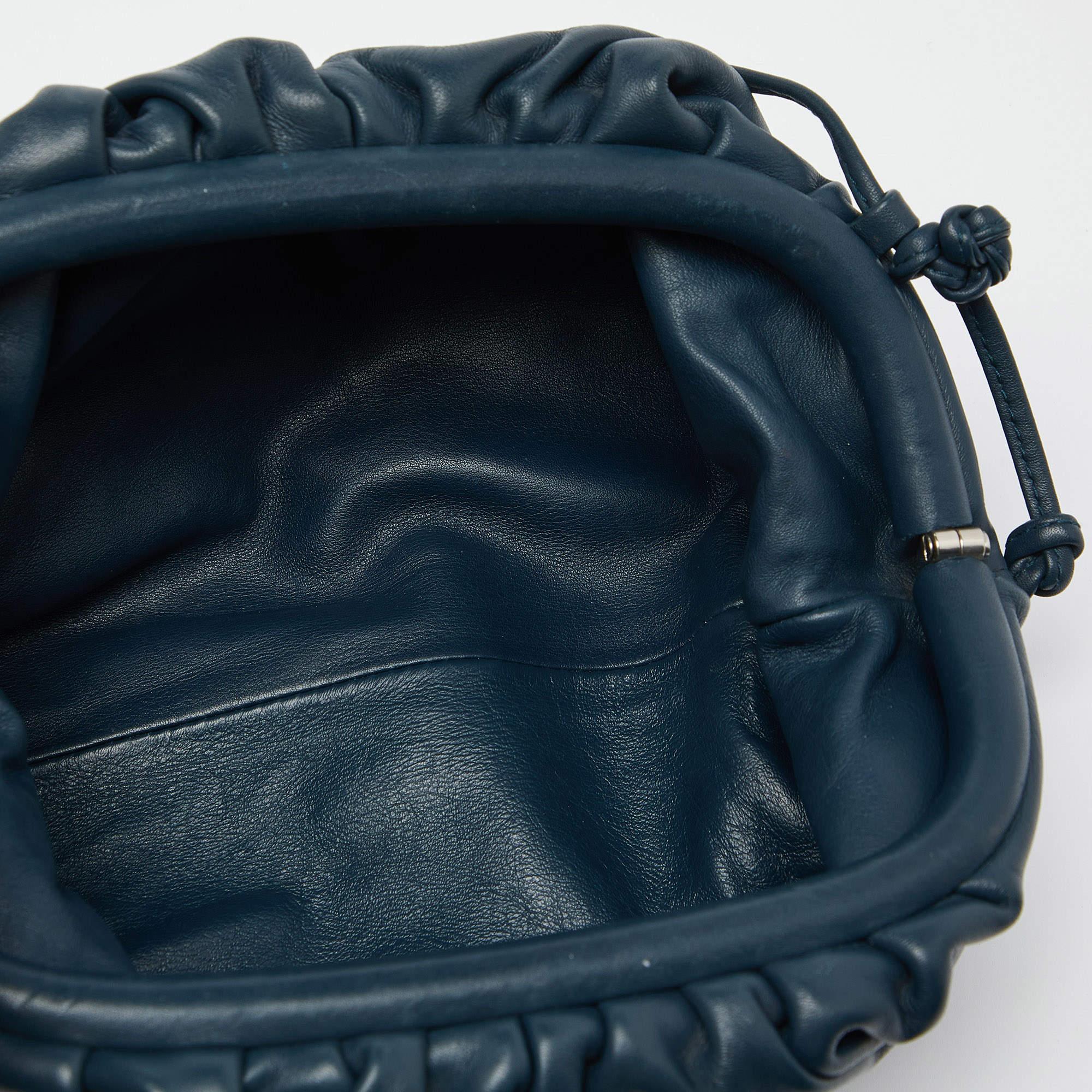 Bottega Veneta Blue Leather Mini The Pouch Bag 2