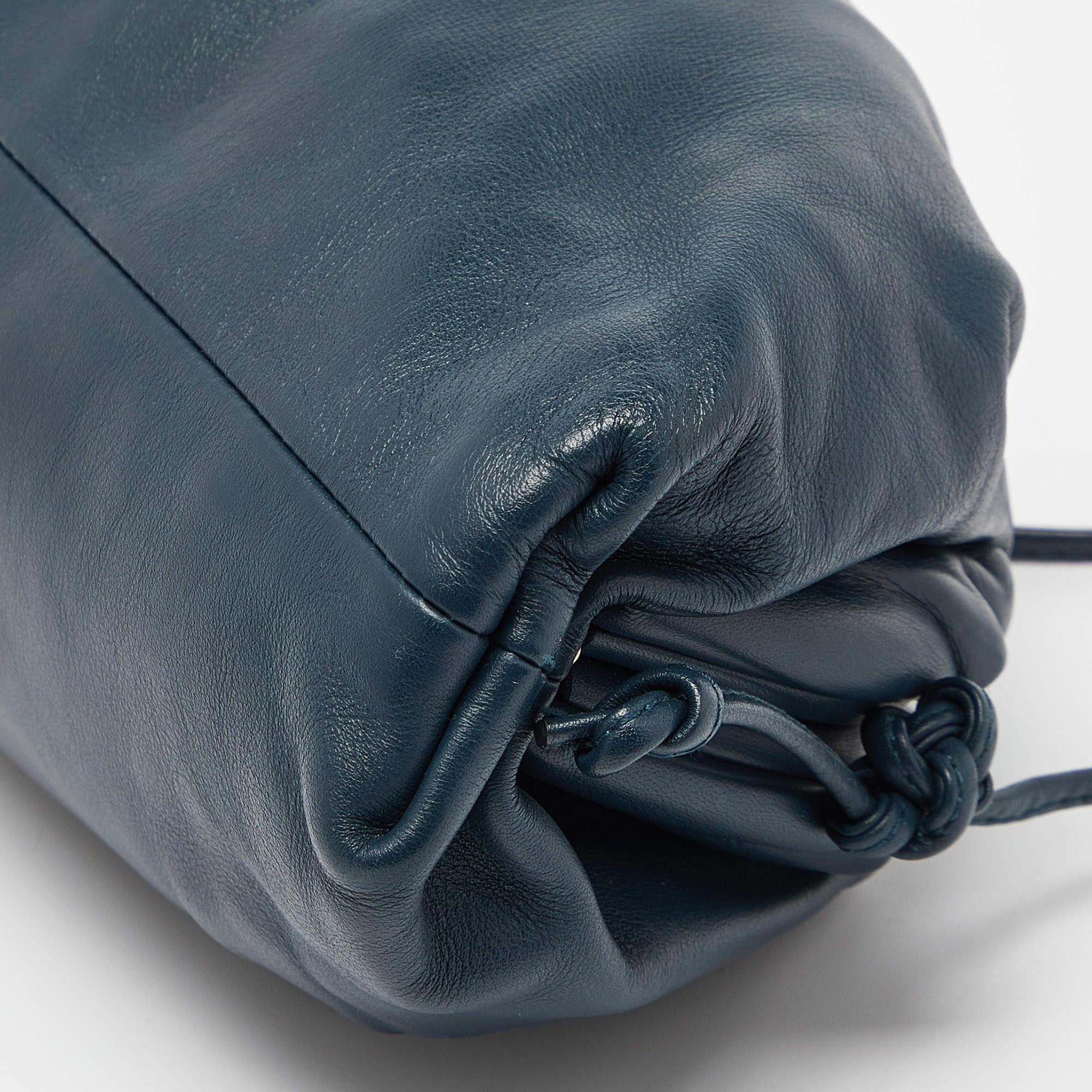 Bottega Veneta Blue Leather Mini The Pouch Bag 4