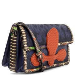 BOTTEGA VENETA blue MADREAS EXOTIC SKIN Shoulder Bag