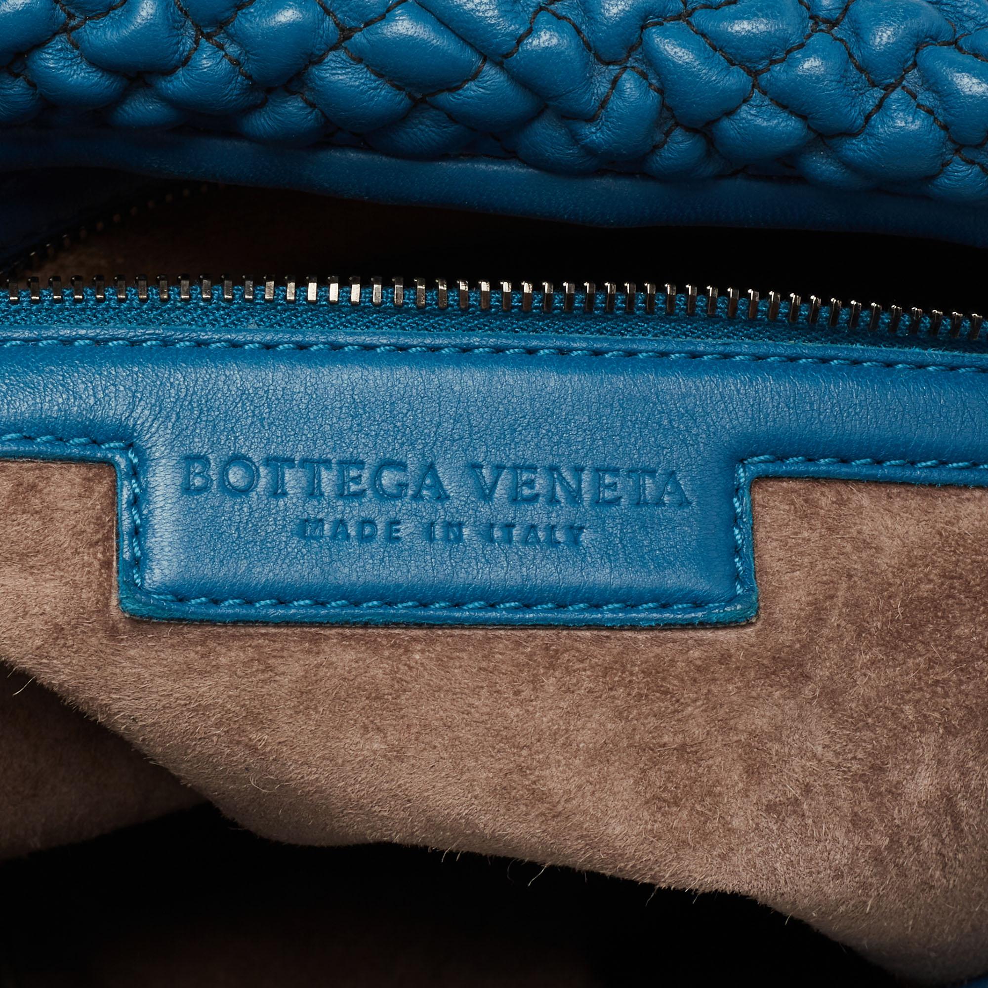 Bottega Veneta Blue Nappa Bubble Quilted Leather Large Veneta Hobo 4