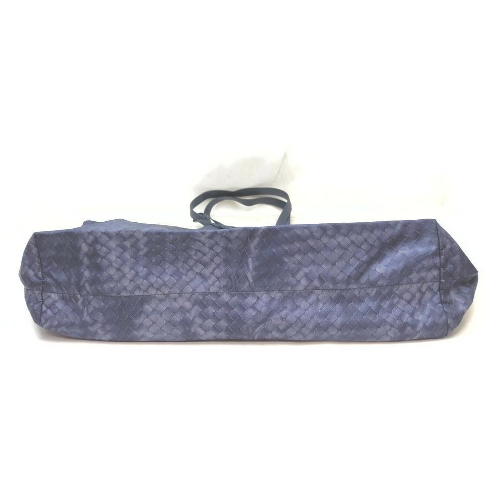 Women's Bottega Veneta Blue Nylon Intrecciolusion Tote Bag 862976   For Sale
