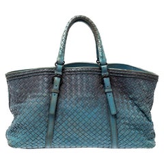 Bottega Veneta - Fourre-tout en cuir Intreciatto Ombre Bleu