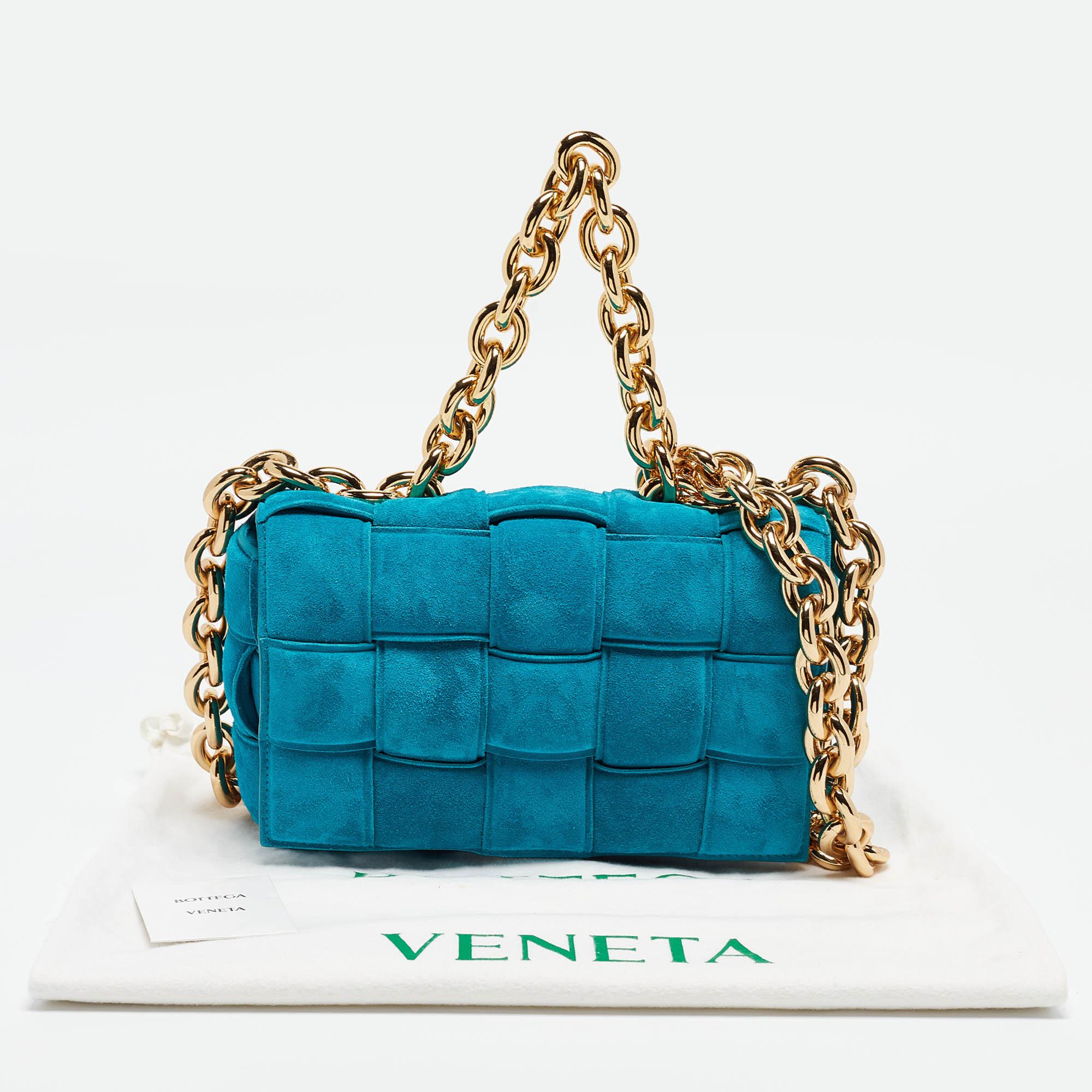 Bottega Veneta Blue Padded Suede Chain Cassette Shoulder Bag 6