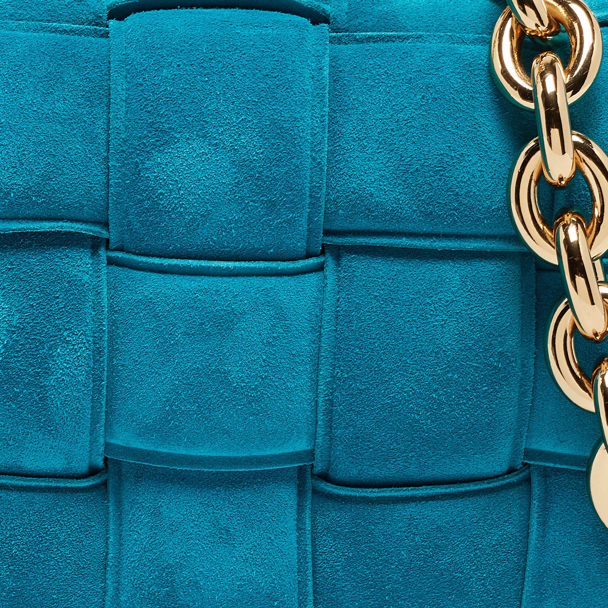 Bottega Veneta Blue Padded Suede Chain Cassette Shoulder Bag 1