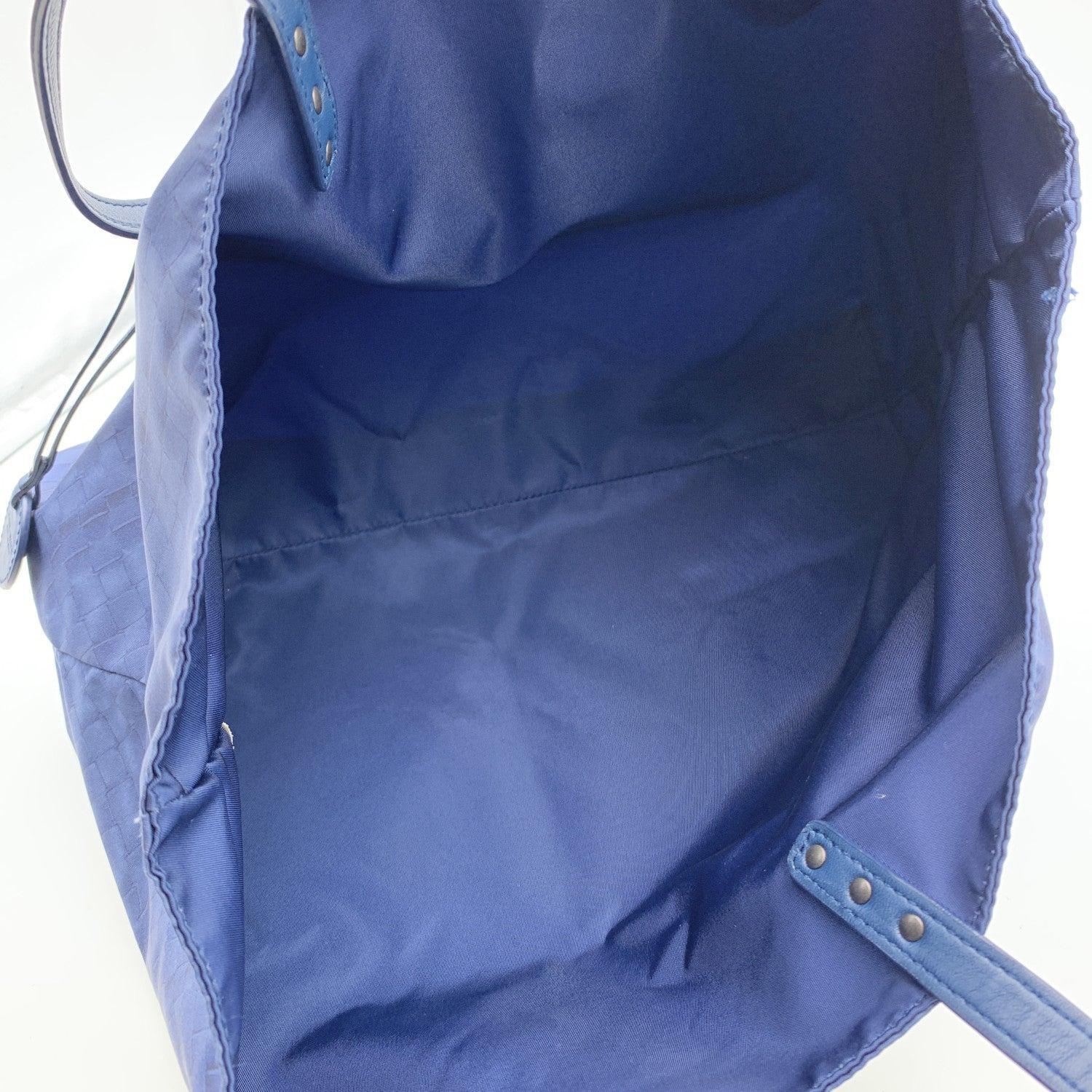 Bottega Veneta Blue Printed Canvas Intrecciolusion Tote Shopping Bag 1