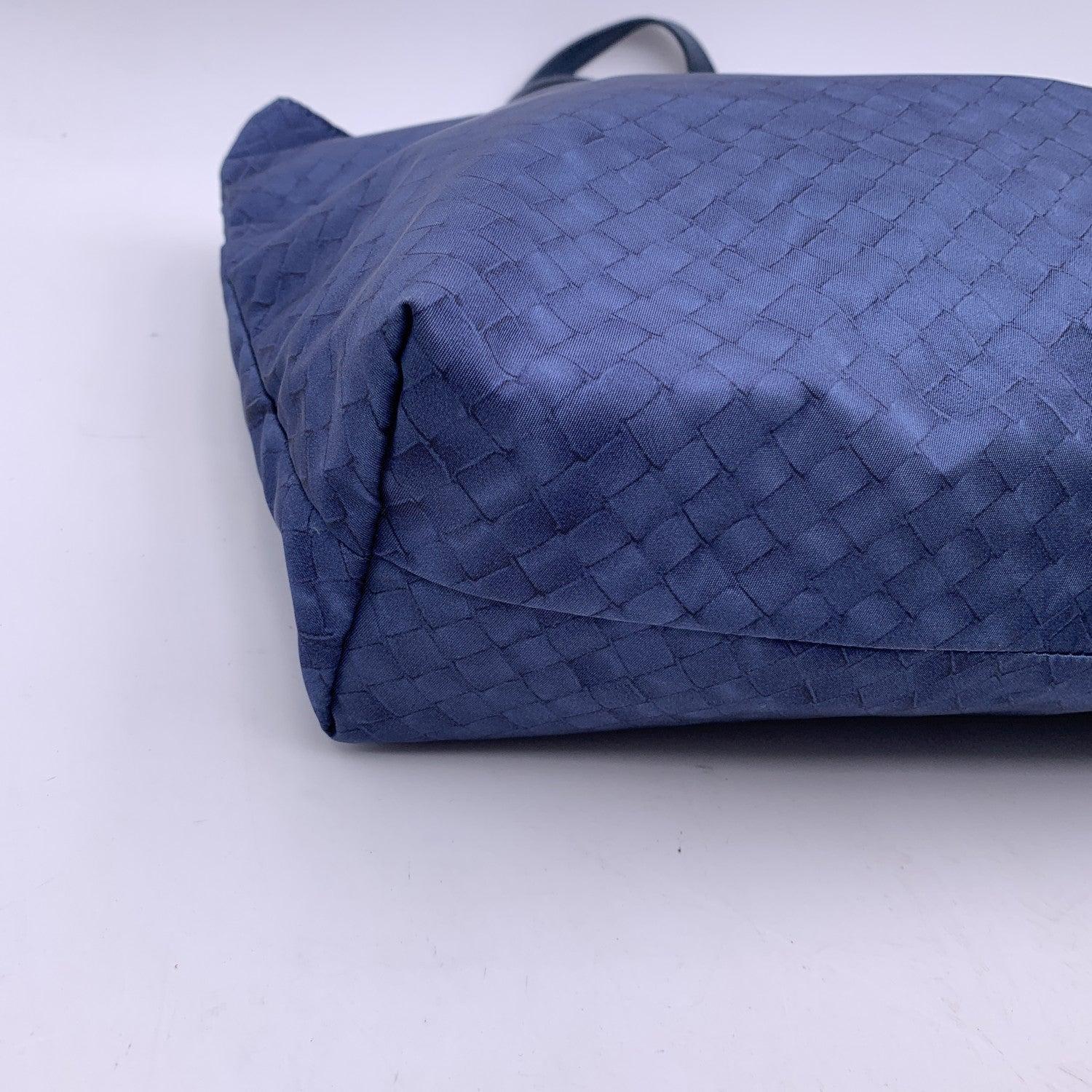 Bottega Veneta Blue Printed Canvas Intrecciolusion Tote Shopping Bag 4
