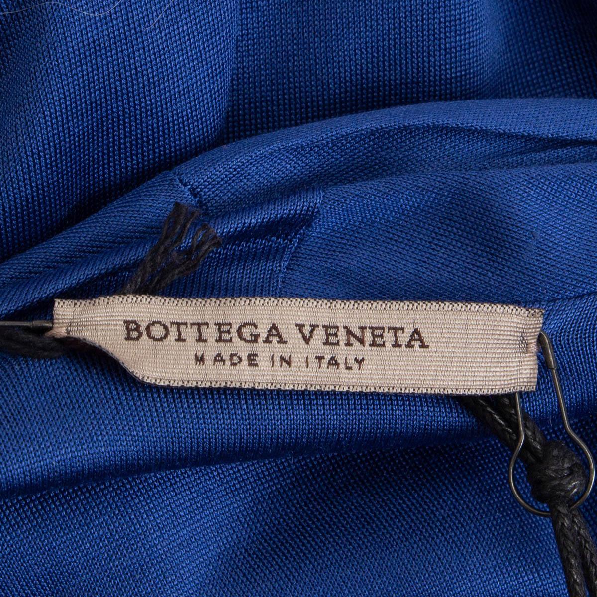 Women's BOTTEGA VENETA blue silk DRAPED SHORT SLEEVE COCKTAIL Dress 38 XS For Sale