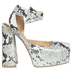 Bottega Veneta Blue Snakeskin Tower Platform Heels Size IT 38