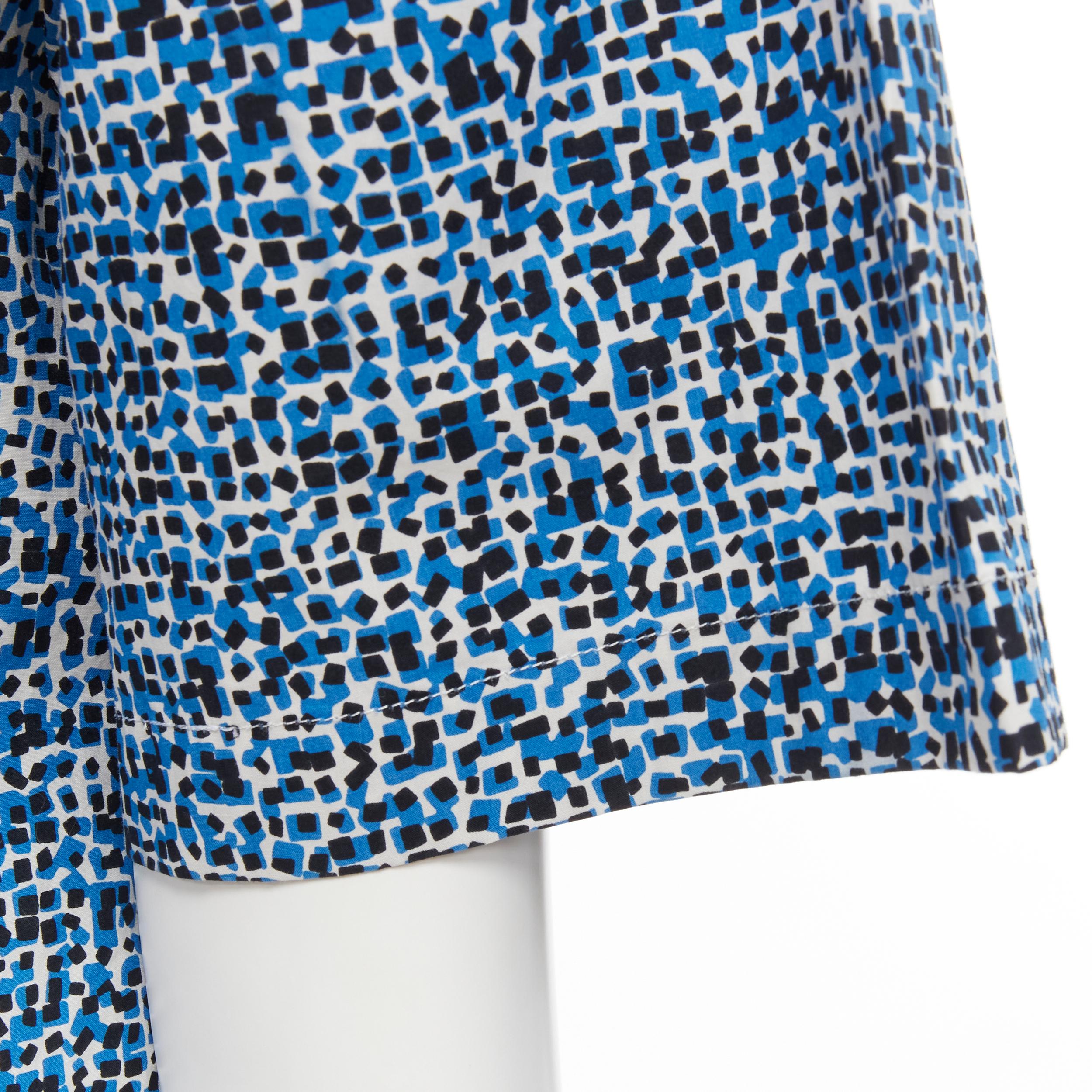 BOTTEGA VENETA blue speckle print camp collar short sleeve boxy cotton shirt S For Sale 3