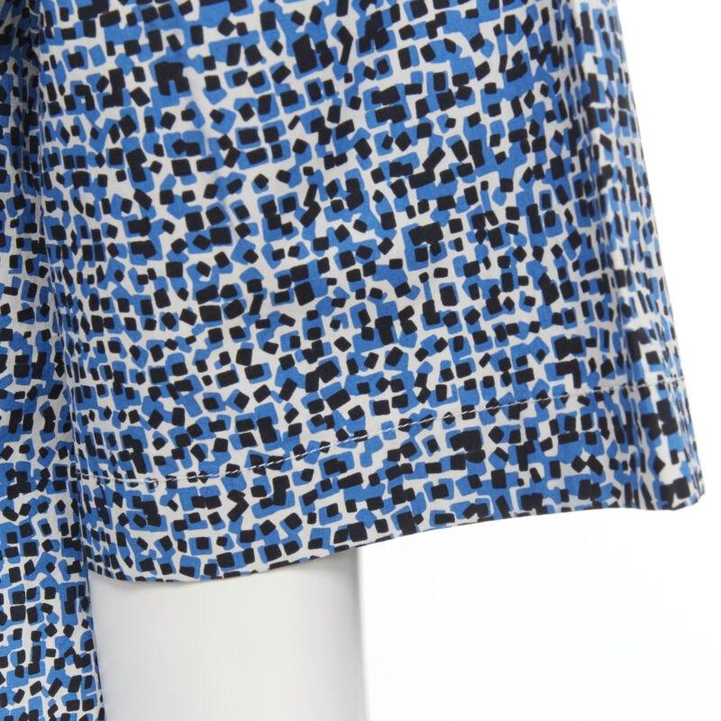 BOTTEGA VENETA blue speckle print camp collar short sleeve boxy cotton shirt S For Sale 5