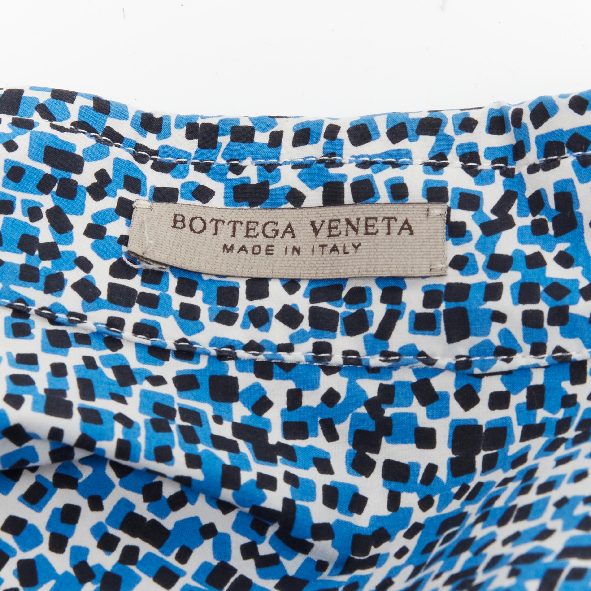 BOTTEGA VENETA blue speckle print camp collar short sleeve boxy cotton shirt S For Sale 4