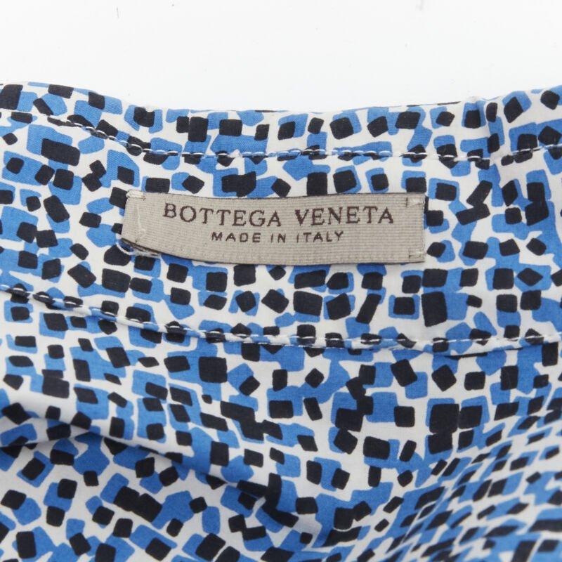 BOTTEGA VENETA blue speckle print camp collar short sleeve boxy cotton shirt S For Sale 6