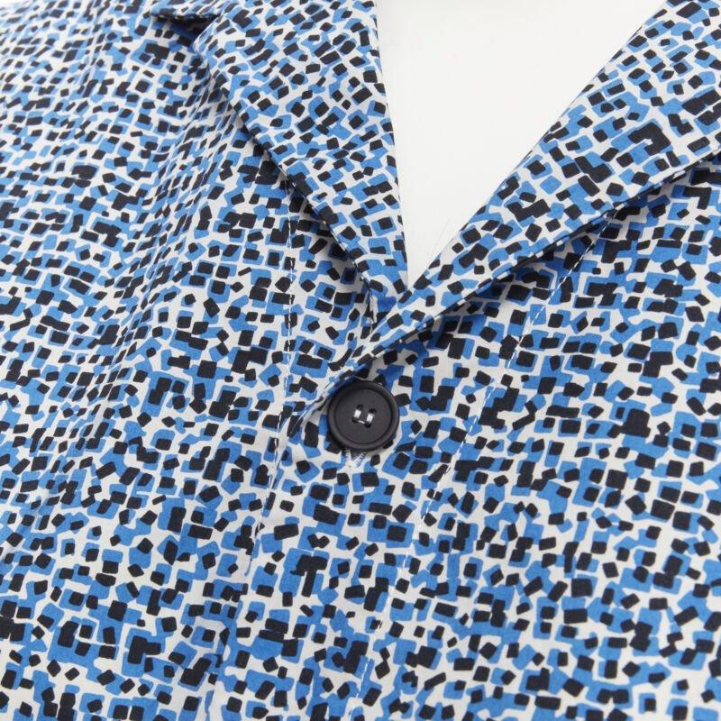 BOTTEGA VENETA blue speckle print camp collar short sleeve boxy cotton shirt S For Sale 1