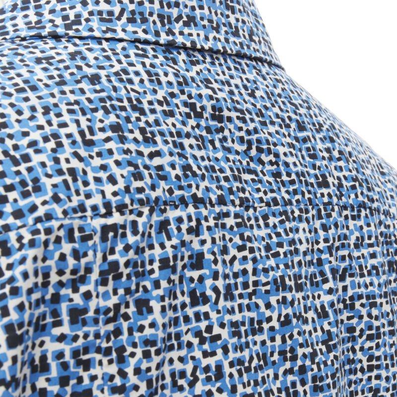 BOTTEGA VENETA blue speckle print camp collar short sleeve boxy cotton shirt S For Sale 3