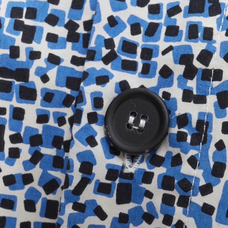 BOTTEGA VENETA blue speckle print camp collar short sleeve boxy cotton shirt S For Sale 4