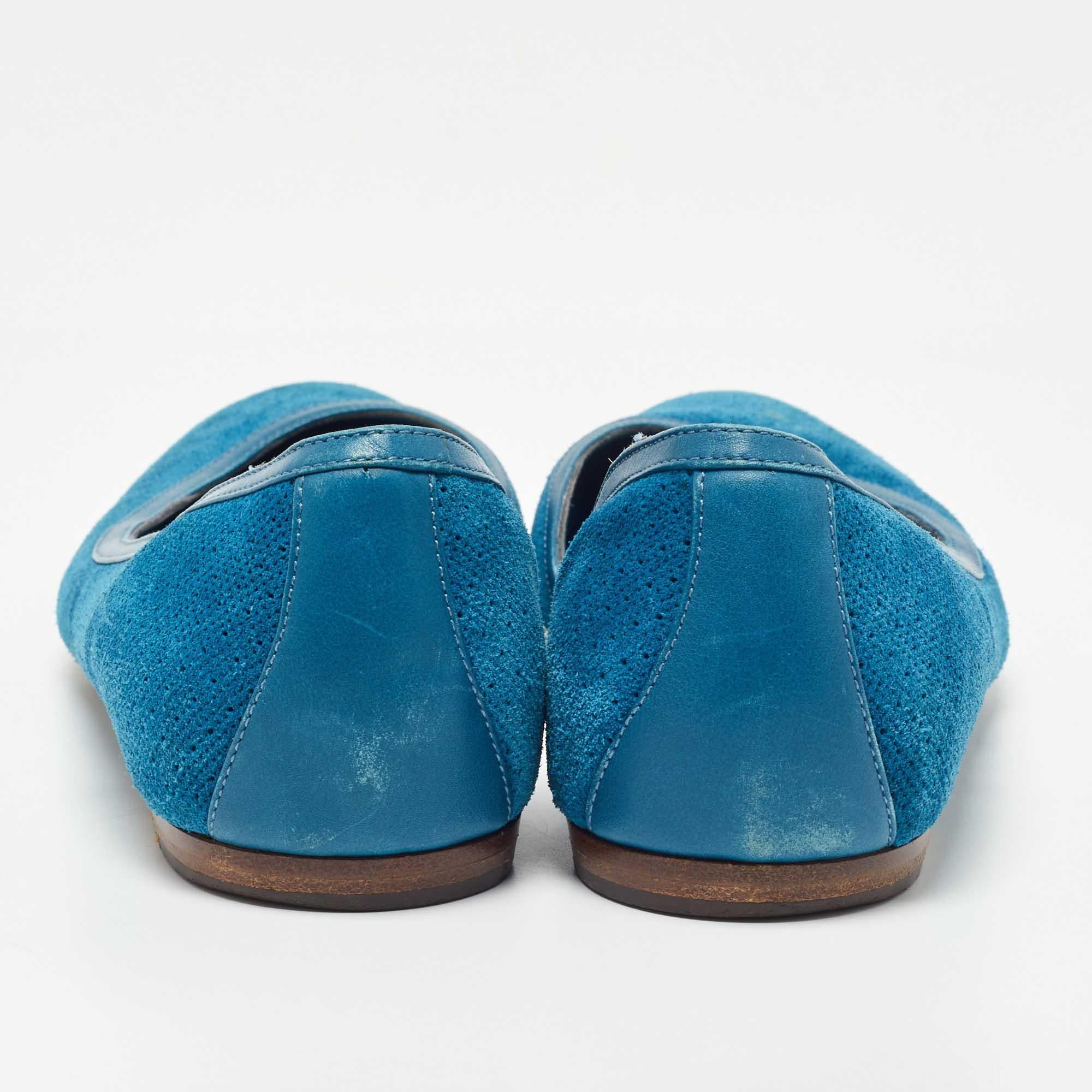 Bottega Veneta Ballerines bleues en daim et cuir Taille 36,5 Pour femmes en vente