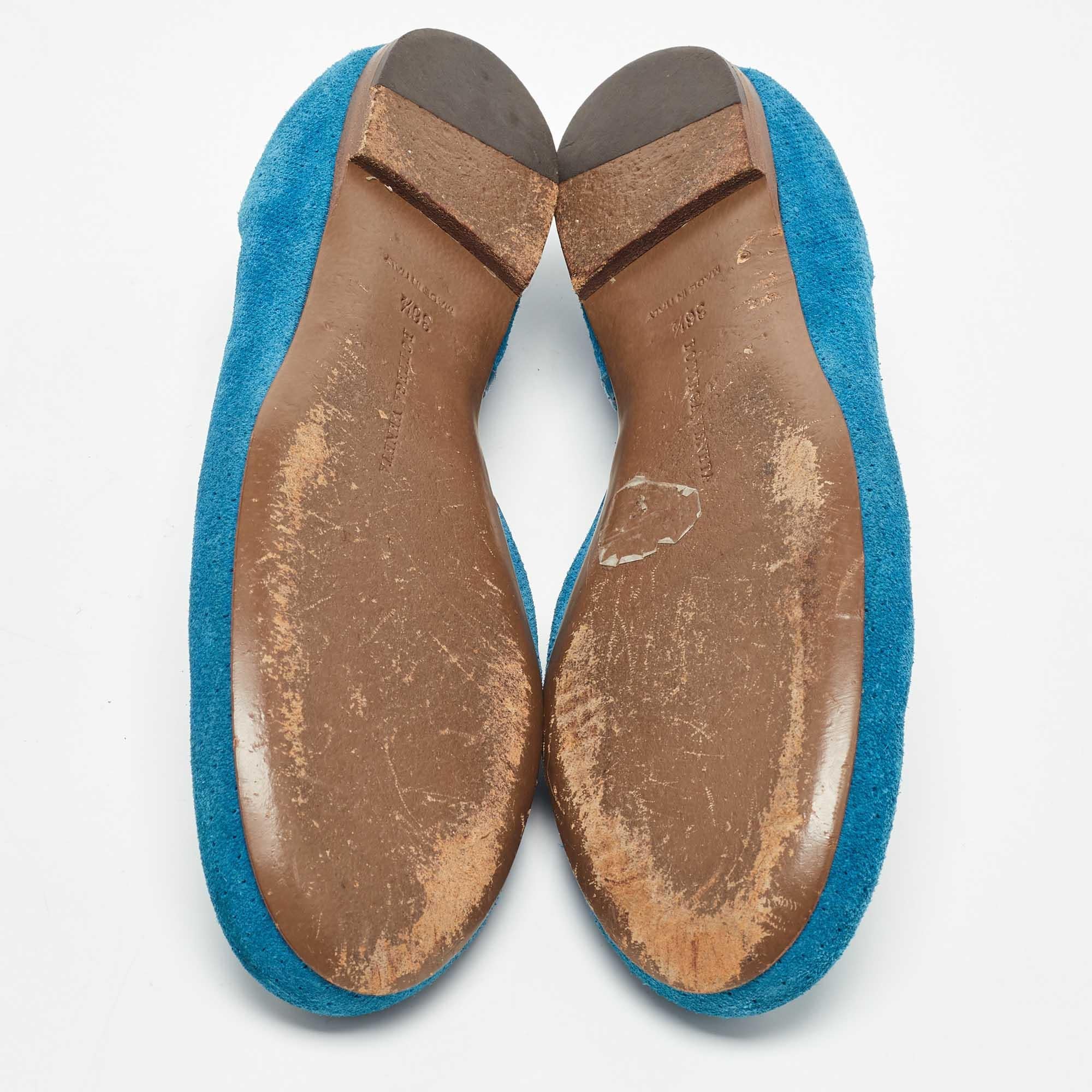 Bottega Veneta Ballerines bleues en daim et cuir Taille 36,5 en vente 1