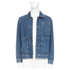 BOTTEGA VENETA veste de corvée en denim délavé bleu à poches plaquées et logo discret IT48 M