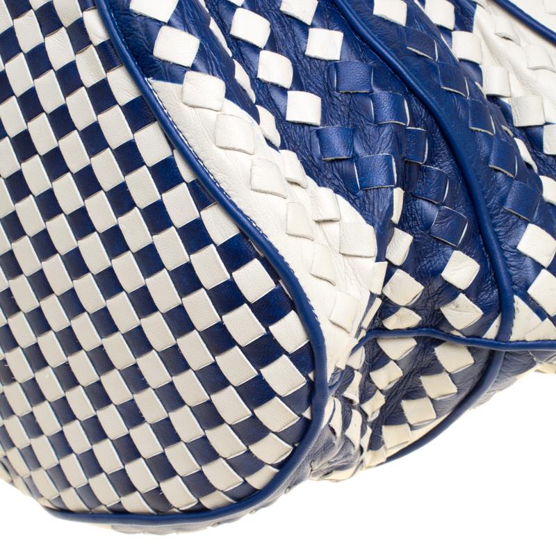 Bottega Veneta Blue/White Intrecciato Leather Bucket Bag 6