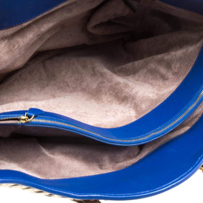 Bottega Veneta Blue/White Intrecciato Leather Bucket Bag 1