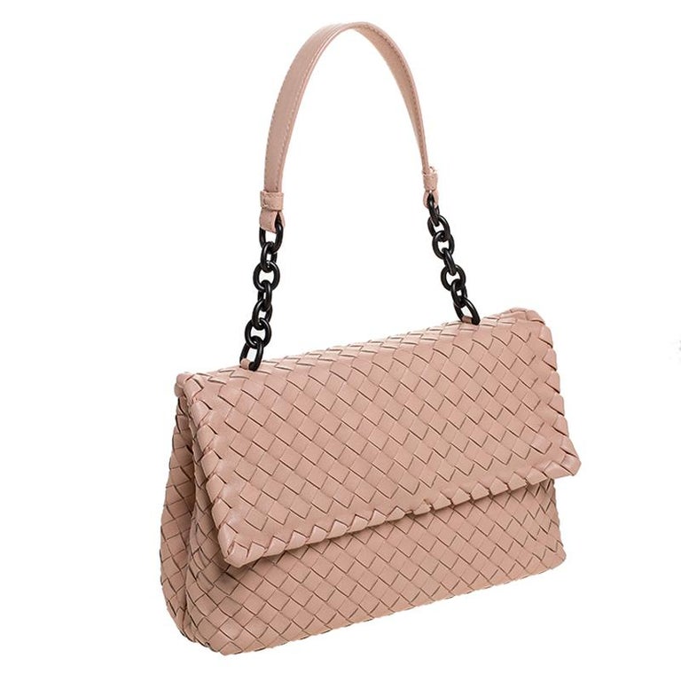Bottega Veneta Blush Pink Intrecciato Leather Olimpia Top Handle Bag For Sale at 1stdibs