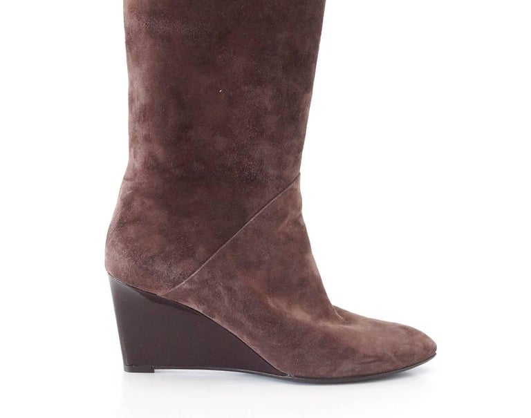 Bottega Boot Suede Knee High Patent Wedge 39/ 9 For Sale at
