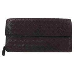 Vintage Bottega Veneta Bottega Veneta Long Wallet Intrecciato Browns Leather 860455