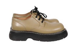 Bottega Veneta Bounce Derby Lace Up US9 EU42 Beige Olive Leather Platform Chunky