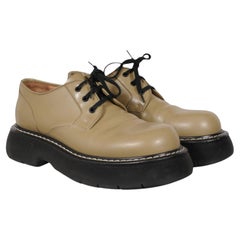 Bottega Veneta Bounce Derby Lace Up US9 EU42 Beige Olive Leather Platform Chunky