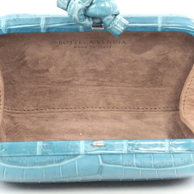 Blue Bottega Veneta Box Knot Clutch Crocodile Small