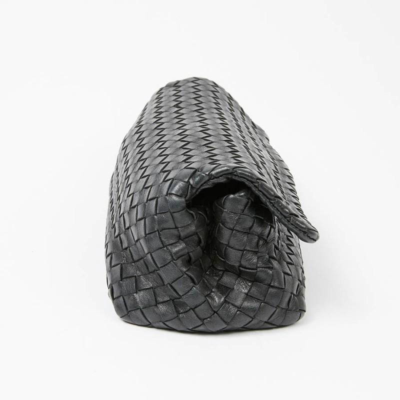 Black BOTTEGA VENETA Braided Leather Clutch