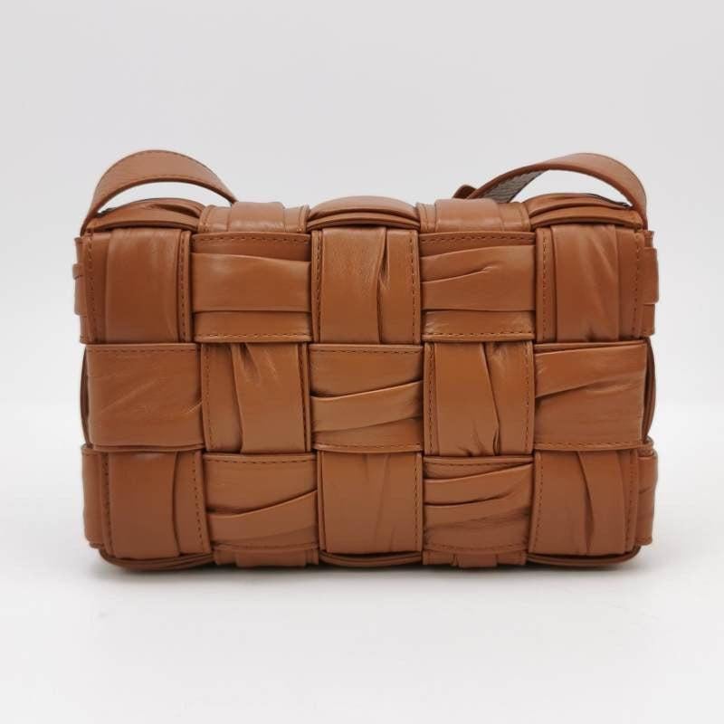 Bottega Veneta Brick Cassette Small Tan Brown Leather Crossbody Bag
 These are professional photos of the actual bag.
 Discover the luxurious craftsmanship of Bottega Veneta with this handwoven Cassette shoulder bag. Boasting an iconic design, its