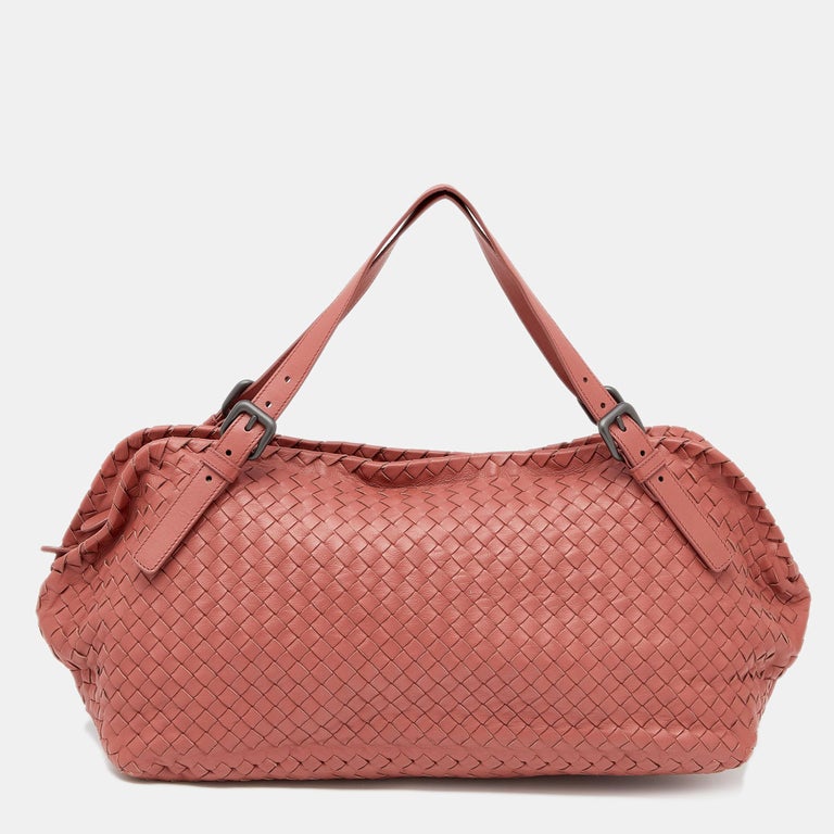 Bottega Brick Red Intrecciato Leather Satchel For Sale at 1stDibs