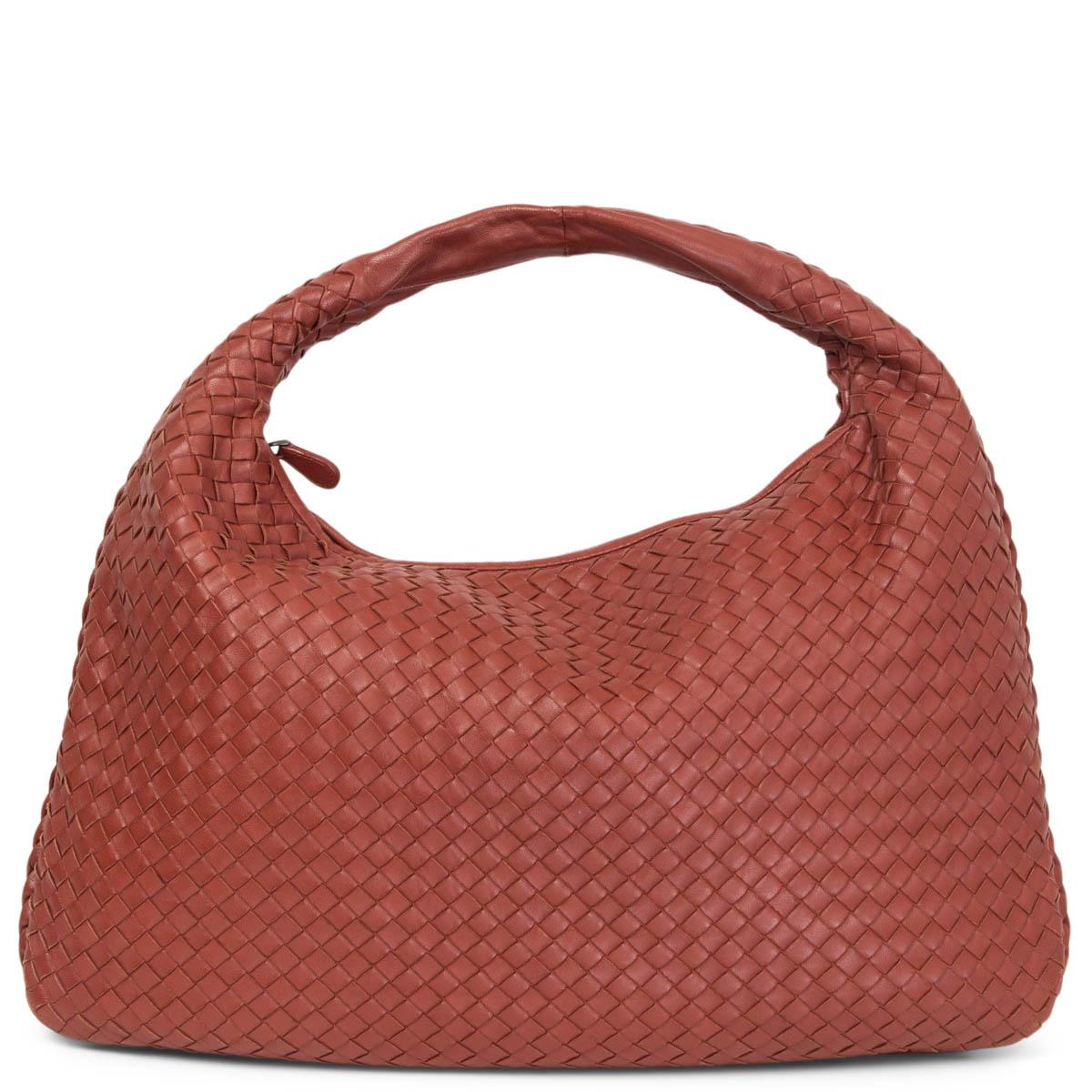 Brown BOTTEGA VENETA brick red leather INTRECCIATO VENETA LARGE Shoulder Bag