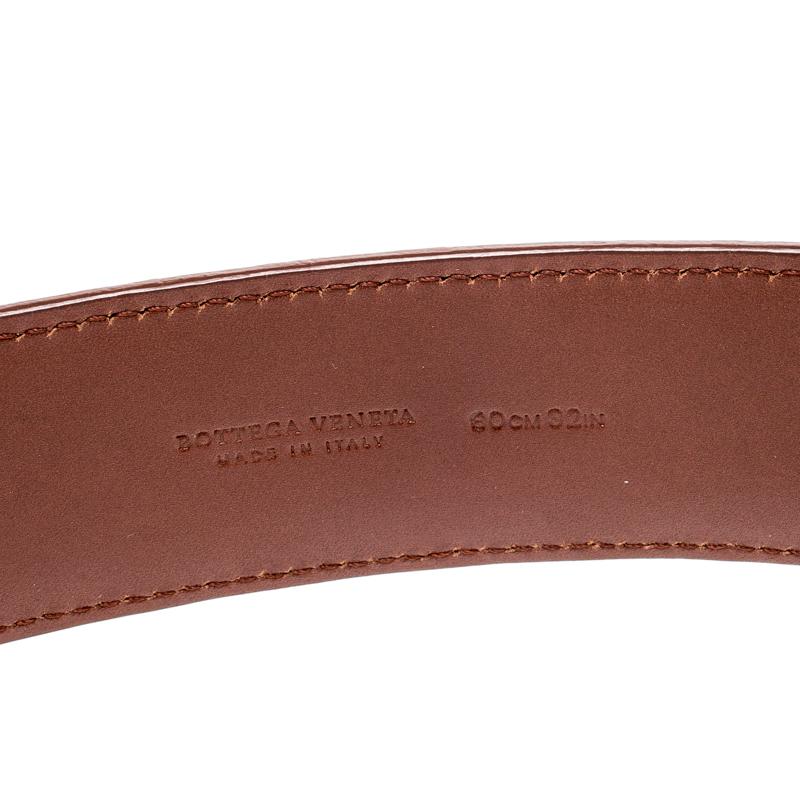Bottega Veneta Bronze Intrecciato Leather Buckle Belt 80CM 3